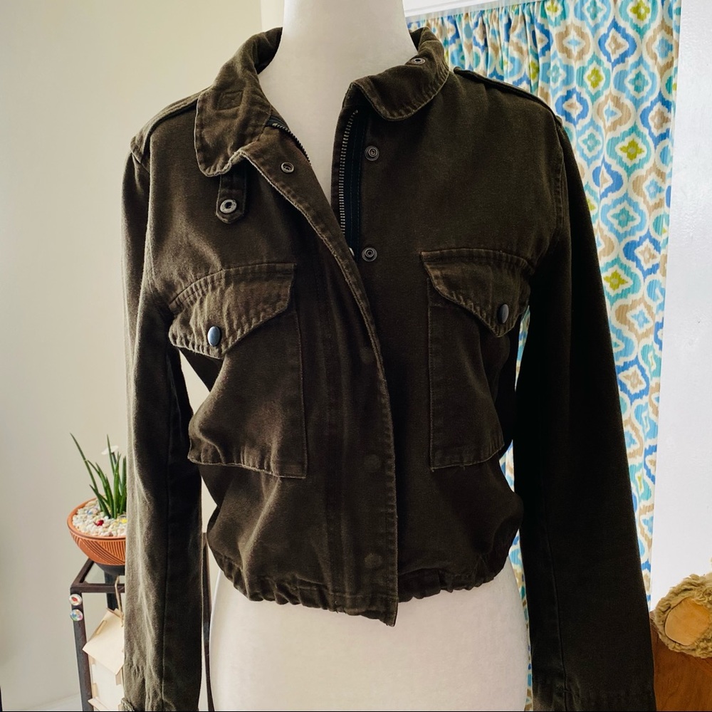 Honey Punch cropped dark green Military jacket (size S)